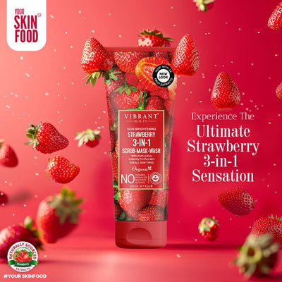 Vibrant Beauty Strawberry 3 In 1 Scrub-mask-wash Face Wash