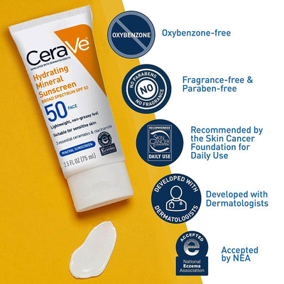 Cerave Hydrating Mineral Sunscreen Spf 50 | 100 Ml –